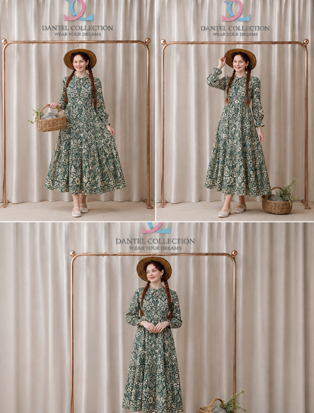 پیراهن مزون دوز مچ کش یقه گرد