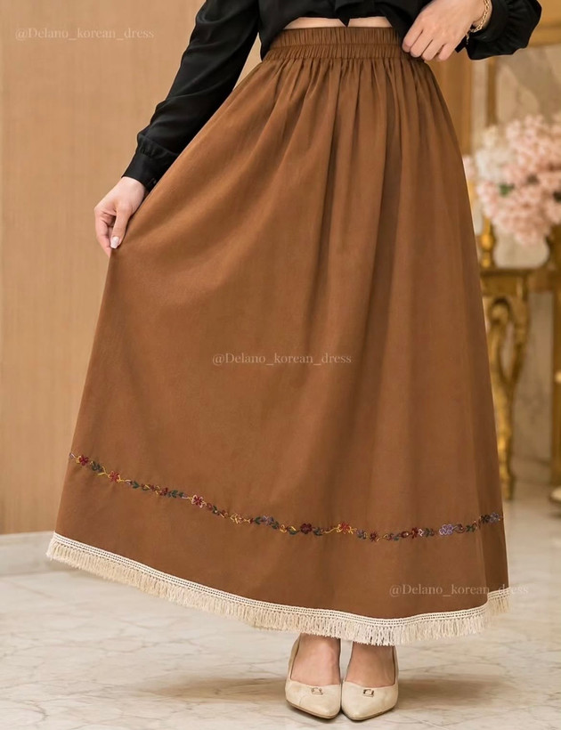 دامن کتان بهاره پاییزه وارداتی کمر کش